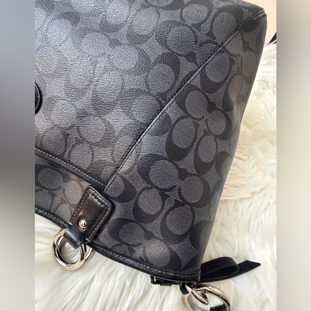 Coach F18917 Peyton Signature Tote Black Grey Logo Handbag Bag - Picture 7 of 10